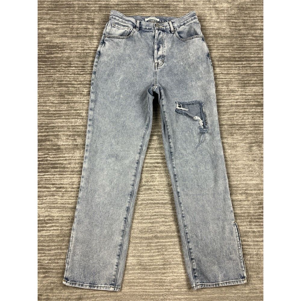 Pacsun Jeans Womens 29 Blue Button Fly Ripped Dad Jean Light Wash Distressed